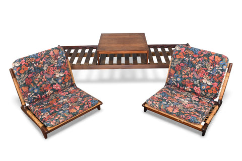 HANS OLSEN "TV 161" MODULAR SOFA IN TEAK + CANE