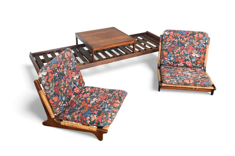 HANS OLSEN "TV 161" MODULAR SOFA IN TEAK + CANE