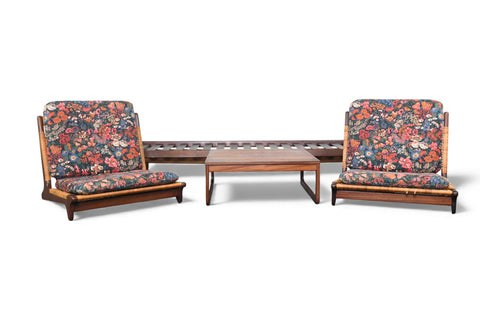 HANS OLSEN "TV 161" MODULAR SOFA IN TEAK + CANE