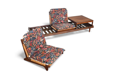 HANS OLSEN "TV 161" MODULAR SOFA IN TEAK + CANE