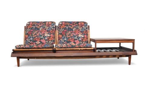 HANS OLSEN "TV 161" MODULAR SOFA IN TEAK + CANE