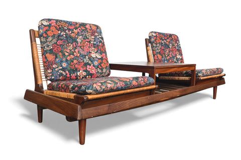 HANS OLSEN "TV 161" MODULAR SOFA IN TEAK + CANE