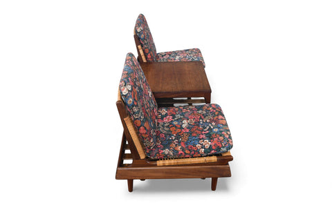 HANS OLSEN "TV 161" MODULAR SOFA IN TEAK + CANE