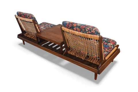 HANS OLSEN "TV 161" MODULAR SOFA IN TEAK + CANE