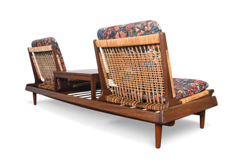 HANS OLSEN "TV 161" MODULAR SOFA IN TEAK + CANE