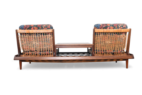 HANS OLSEN "TV 161" MODULAR SOFA IN TEAK + CANE