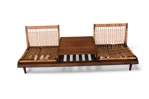 HANS OLSEN "TV 161" MODULAR SOFA IN TEAK + CANE