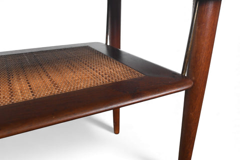 PETER HVIDT SOLID TEAK + CANE RECTANGULAR COFFEE TABLE