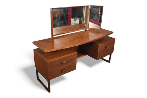 G PLAN QUADRILLE TEAK VANITY WITH TRI FOLD MIRROR