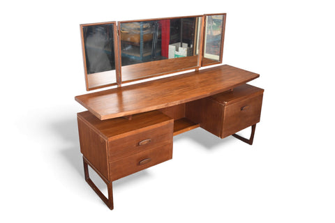 G PLAN QUADRILLE TEAK VANITY WITH TRI FOLD MIRROR