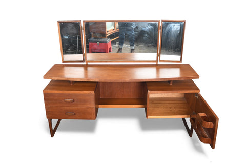 G PLAN QUADRILLE TEAK VANITY WITH TRI FOLD MIRROR