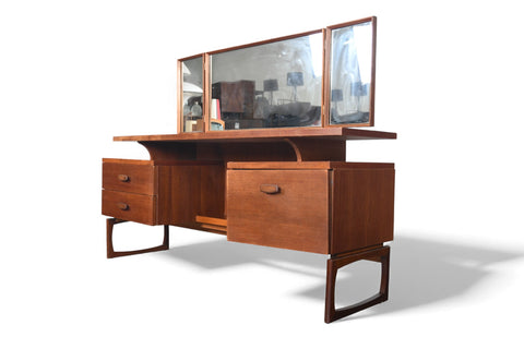 G PLAN QUADRILLE TEAK VANITY WITH TRI FOLD MIRROR