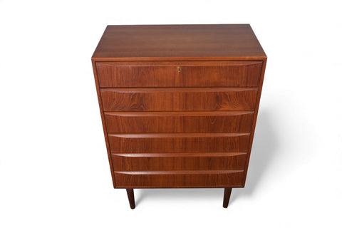 DANISH MODERN FULL PROFILE HIGHBOY DRESSER IN TEAK