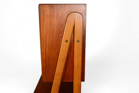 DOUBLE TIER DANISH MID CENTURY CREDENZA IN TEAK + OAK