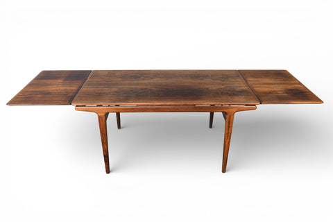 JOHANNES ANDERSEN DRAW LEAF DINING TABLE IN ROSEWOOD