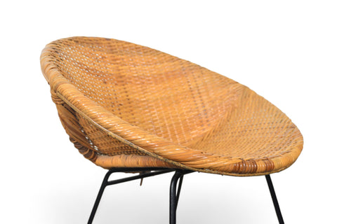 1950s FRENCH CANE LOUNGE / OCCASIONAL CHAIR close up side view