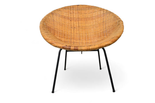 1950s FRENCH CANE LOUNGE / OCCASIONAL CHAIR