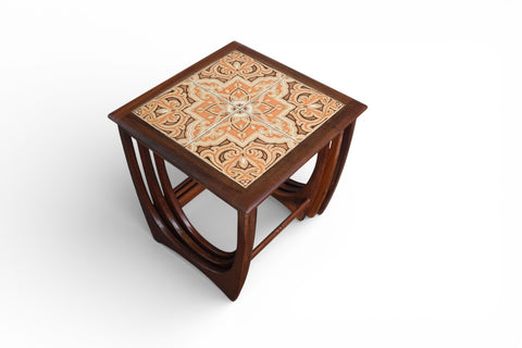 G PLAN ASTRO TILE TOP NESTING TABLES IN TEAK