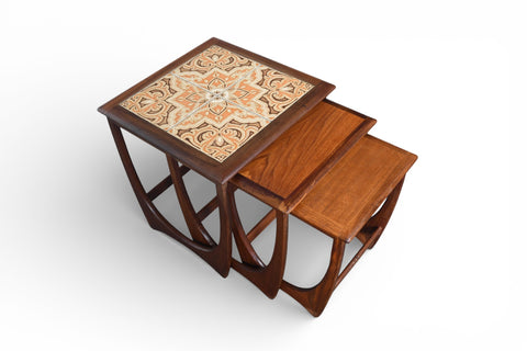 G PLAN ASTRO TILE TOP NESTING TABLES IN TEAK
