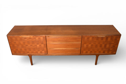RARE LARGE MCINTOSH BASKETWEAVE CREDENZA IN TEAK