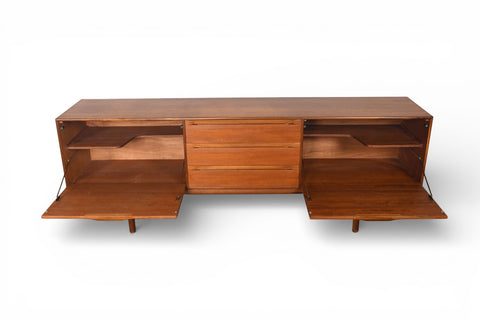 RARE LARGE MCINTOSH BASKETWEAVE CREDENZA IN TEAK