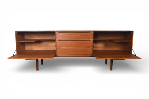 RARE LARGE MCINTOSH BASKETWEAVE CREDENZA IN TEAK