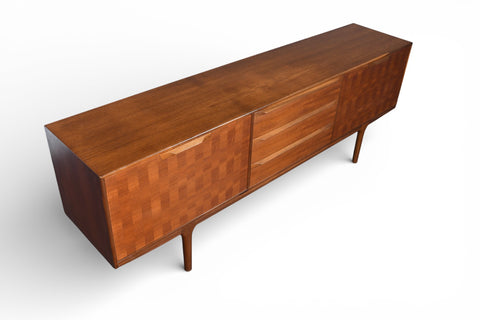 RARE LARGE MCINTOSH BASKETWEAVE CREDENZA IN TEAK