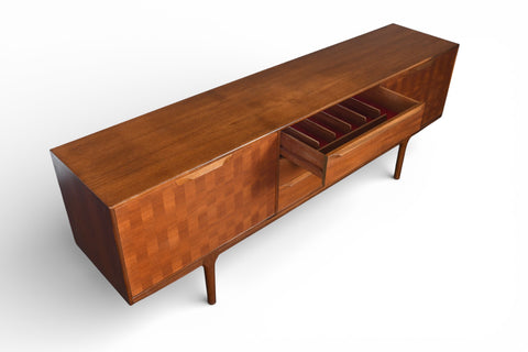 RARE LARGE MCINTOSH BASKETWEAVE CREDENZA IN TEAK
