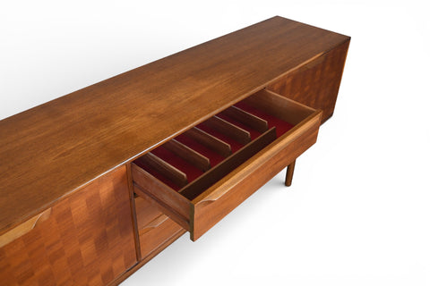 RARE LARGE MCINTOSH BASKETWEAVE CREDENZA IN TEAK