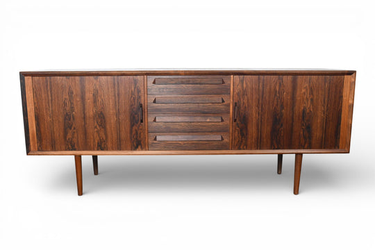 IB KOFOD LARSEN BRAZILIAN ROSEWOOD CREDENZA WITH TAMBOUR DOORS