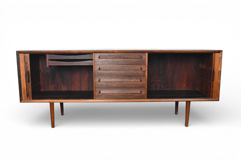 IB KOFOD LARSEN BRAZILIAN ROSEWOOD CREDENZA WITH TAMBOUR DOORS