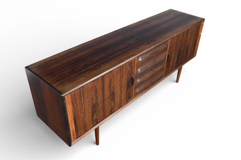 IB KOFOD LARSEN BRAZILIAN ROSEWOOD CREDENZA WITH TAMBOUR DOORS