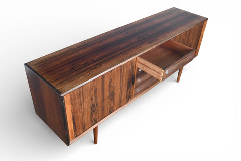 IB KOFOD LARSEN BRAZILIAN ROSEWOOD CREDENZA WITH TAMBOUR DOORS
