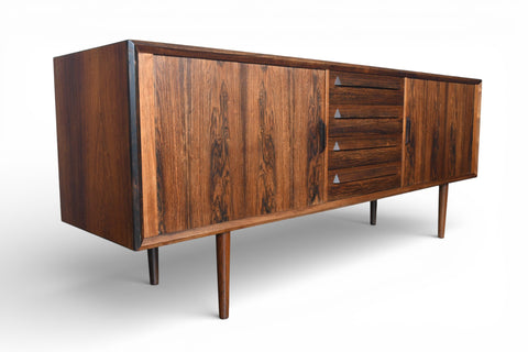 IB KOFOD LARSEN BRAZILIAN ROSEWOOD CREDENZA WITH TAMBOUR DOORS