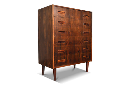DANISH MODERN SIX DRAWER HIGHBOY DRESSER IN ROSEWOOD