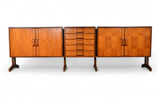 MASSIVE GIANFRANCO FRATTINI 1960s ITALIAN CREDENZA IN TEAK