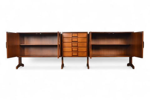 MASSIVE GIANFRANCO FRATTINI 1960s ITALIAN CREDENZA IN TEAK