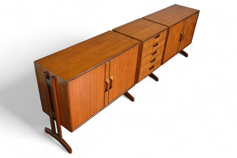 MASSIVE GIANFRANCO FRATTINI 1960s ITALIAN CREDENZA IN TEAK