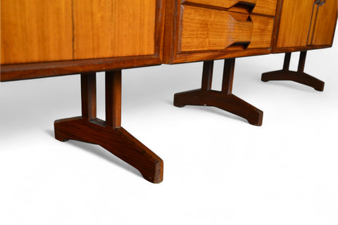 MASSIVE GIANFRANCO FRATTINI 1960s ITALIAN CREDENZA IN TEAK
