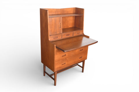 MID CENTURY SECRETARY DESK / BOOKCASE IN TEAK