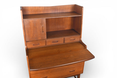 MID CENTURY SECRETARY DESK / BOOKCASE IN TEAK