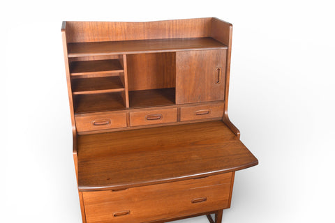 MID CENTURY SECRETARY DESK / BOOKCASE IN TEAK