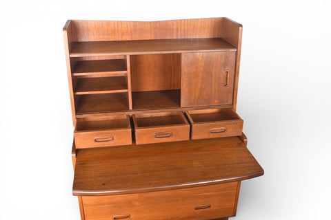 MID CENTURY SECRETARY DESK / BOOKCASE IN TEAK