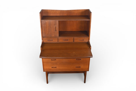 MID CENTURY SECRETARY DESK / BOOKCASE IN TEAK