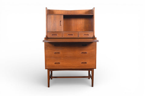 MID CENTURY SECRETARY DESK / BOOKCASE IN TEAK