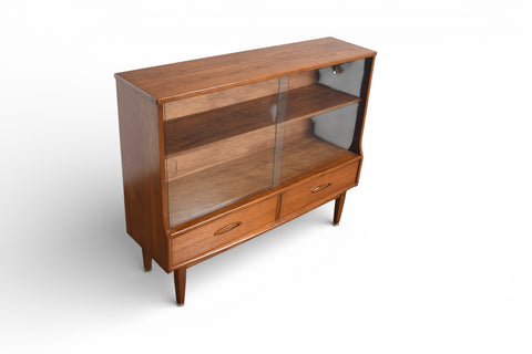 NARROW CURIO CABINET IN TEAK + GLASS BY JENTIQUE