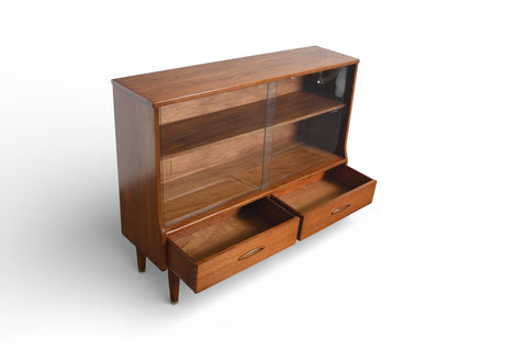 NARROW CURIO CABINET IN TEAK + GLASS BY JENTIQUE