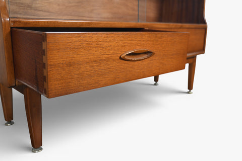 NARROW CURIO CABINET IN TEAK + GLASS BY JENTIQUE