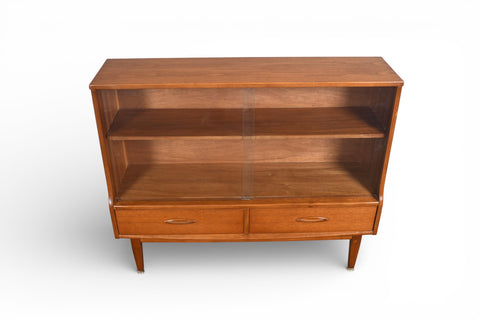 NARROW CURIO CABINET IN TEAK + GLASS BY JENTIQUE