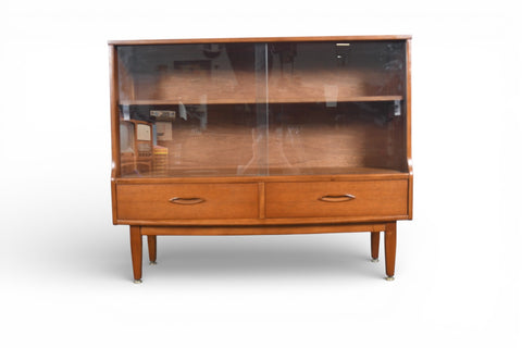 NARROW CURIO CABINET IN TEAK + GLASS BY JENTIQUE